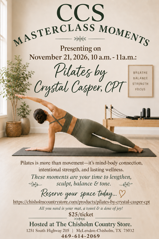 Register Here:  Pilates by Crystal Casper, CPT | 11/21/2026 | 10 a.m. - 11 a.m.